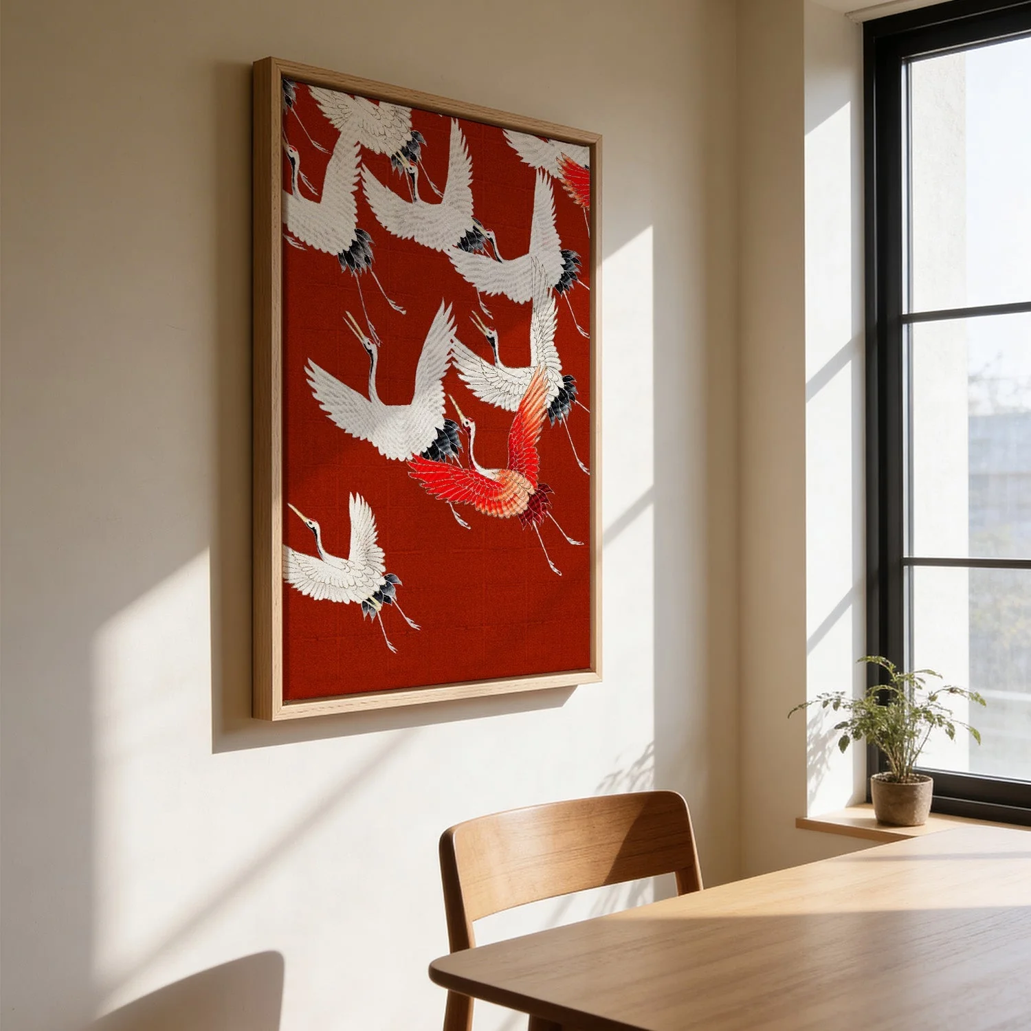 White Cranes in Red - Image 3