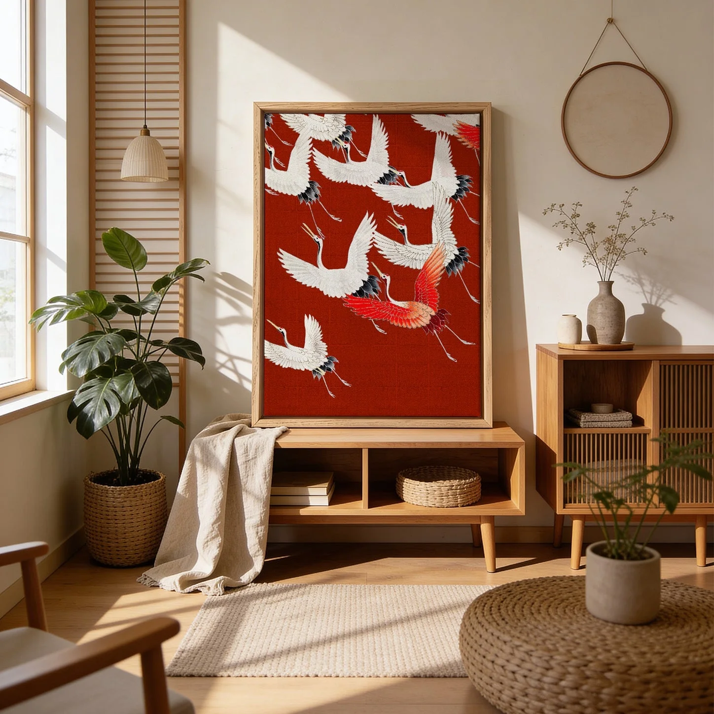 White Cranes in Red - Image 4