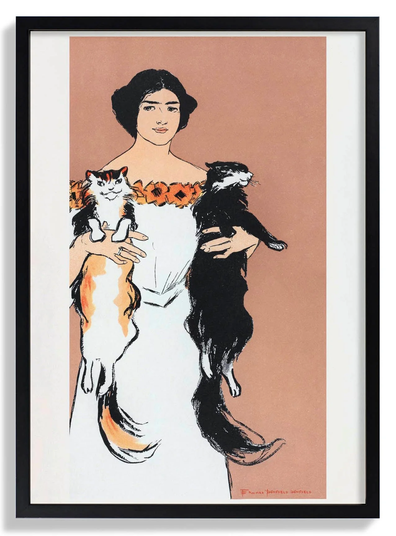 Woman Holding Cats by Edward Penfield - Image 6