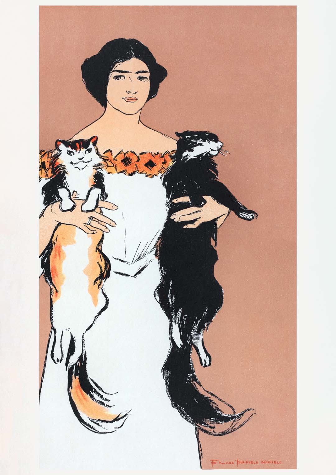 Woman Holding Cats by Edward Penfield - Image 8