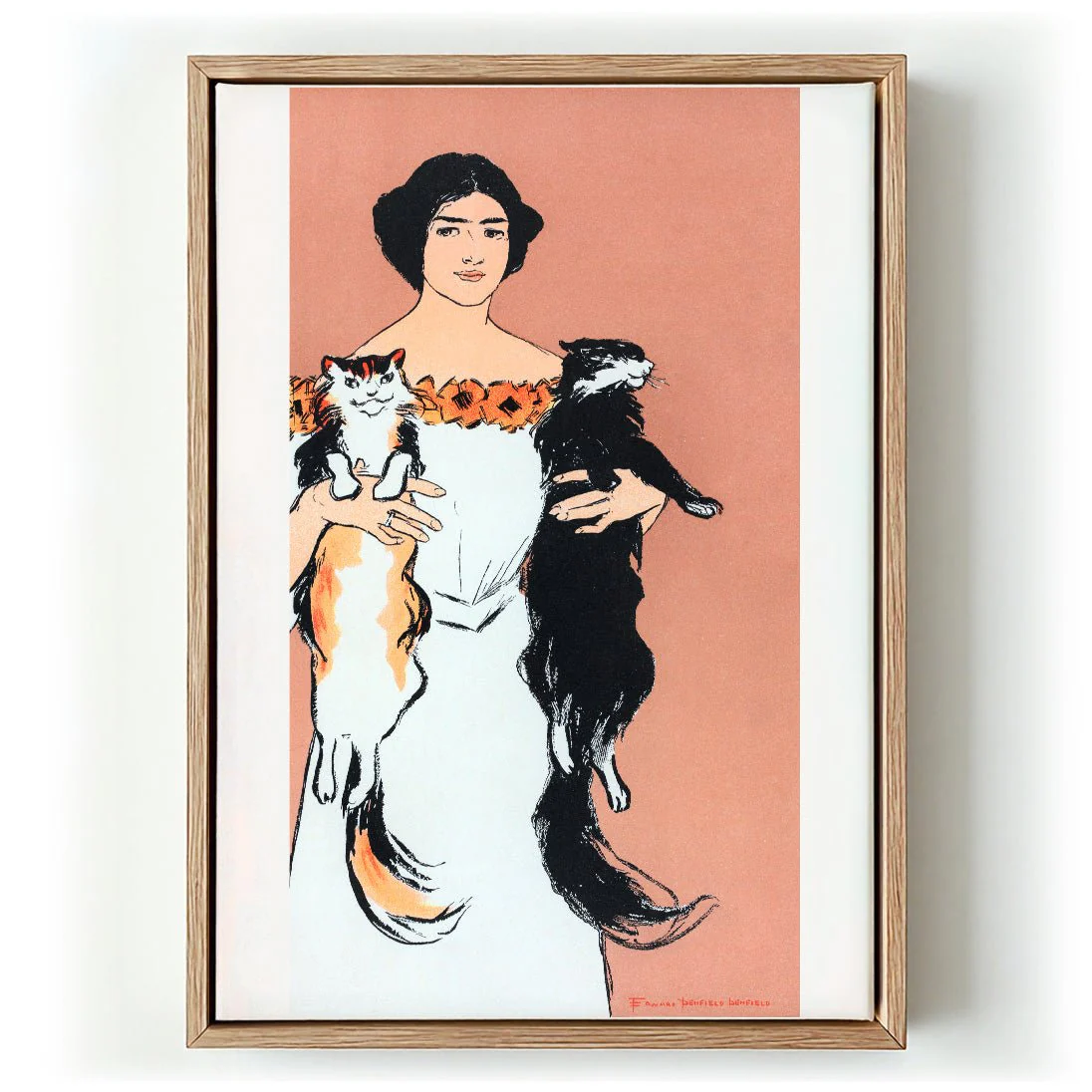Woman Holding Cats by Edward Penfield