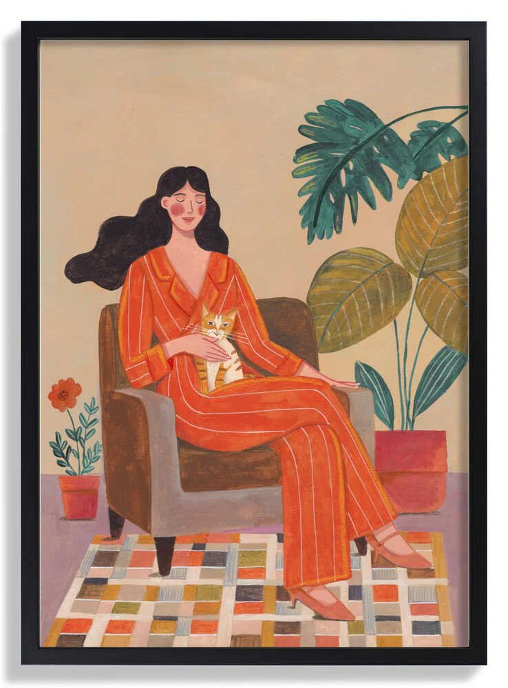 Woman with cat in living room with warm earth tones by Caroline Bonne Müller - Image 6