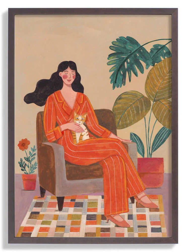 Woman with cat in living room with warm earth tones by Caroline Bonne Müller - Image 7
