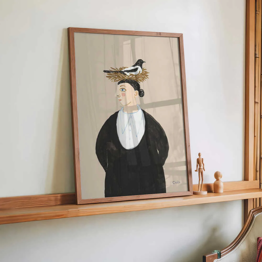 Woman with Magpie by Caroline Roberts - Image 2