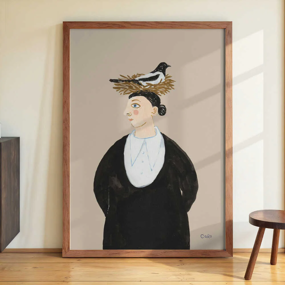 Woman with Magpie by Caroline Roberts - Image 3