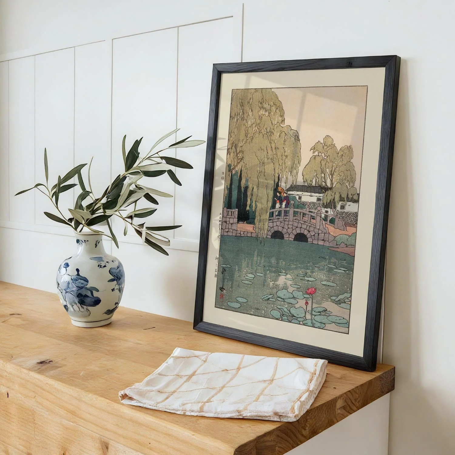 Yanagi ni shakkyo Willow and stone bridge by Hiroshi Yoshida - Image 2